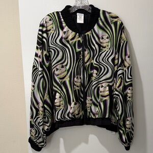 Jack Skellington Black and Green Patterned Bomber Jacket